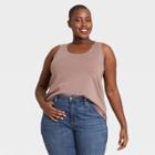 Women's Plus Size Essential Relaxed Tank Top - Ava & Viv Brown