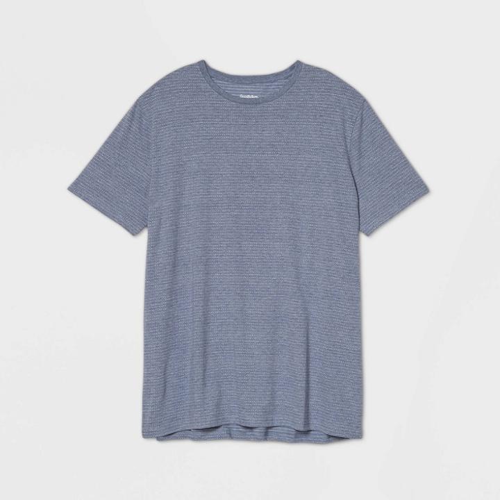 Men's Jacquard Tall Athletic Fit Short Sleeve Novelty Crew Neck T-shirt - Goodfellow & Co Cyber Blue