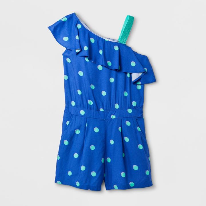 Girls' Woven Ruffle Romper - Cat & Jack Blue