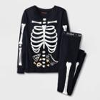 Boys' 2pc Skeleton 100% Cotton Pajama Set - Cat & Jack Black