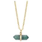 Target Plated Green Fancy Jasper Genuine Stone Necklace - 16+2 - Gold, Girl's, Green Gold
