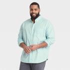 Men's Tall Printed Standard Fit Long Sleeve Button-down Shirt - Goodfellow & Co Aqua Blue/shapes