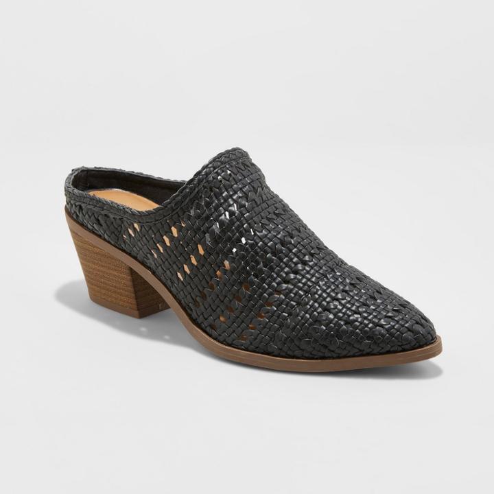 Women's Kallie Wide Width Woven Heeled Mules - Universal Thread Cognac 5w, Size: