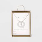 Silver Plated Cubic Zirconia Pave Initial Pendant Necklace And Earring Set - A New Day Initial Q