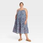 Women's Plus Size Sleeveless Tiered A-line Dress - Knox Rose Blue