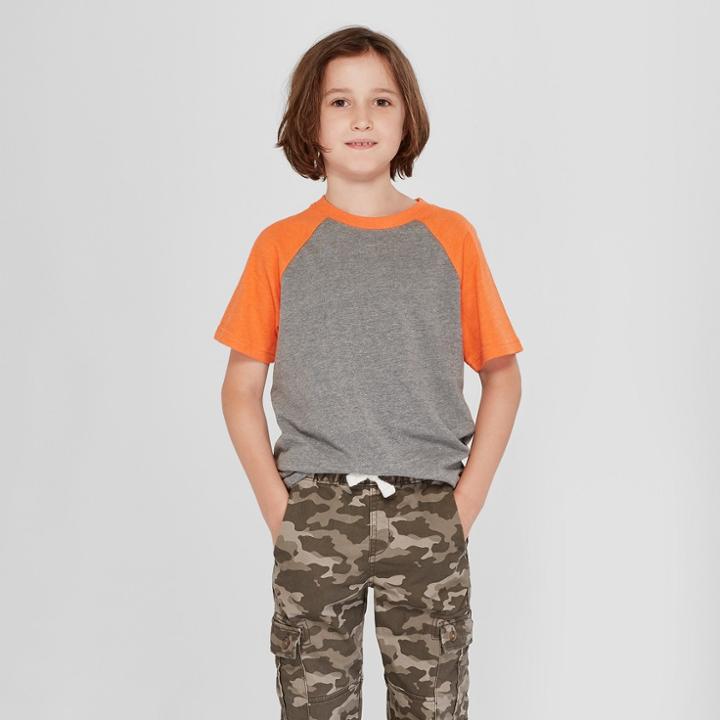 Boys' Short Sleeve T-shirt - Cat & Jack Orange/gray