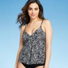 Women's V-neck Flyaway Tankini Top - Kona Sol Black/white