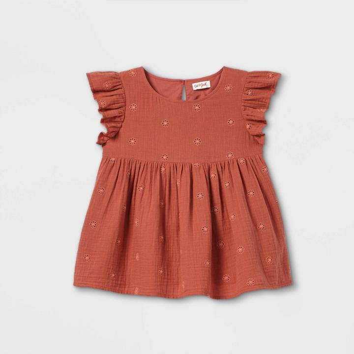 Girls' Flutter Sleeve Woven Blouse - Cat & Jack Wave Red