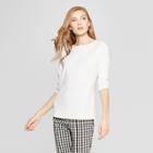 Women's 3/4 Sleeve Clean Boatneck T-shirt - A New Day White