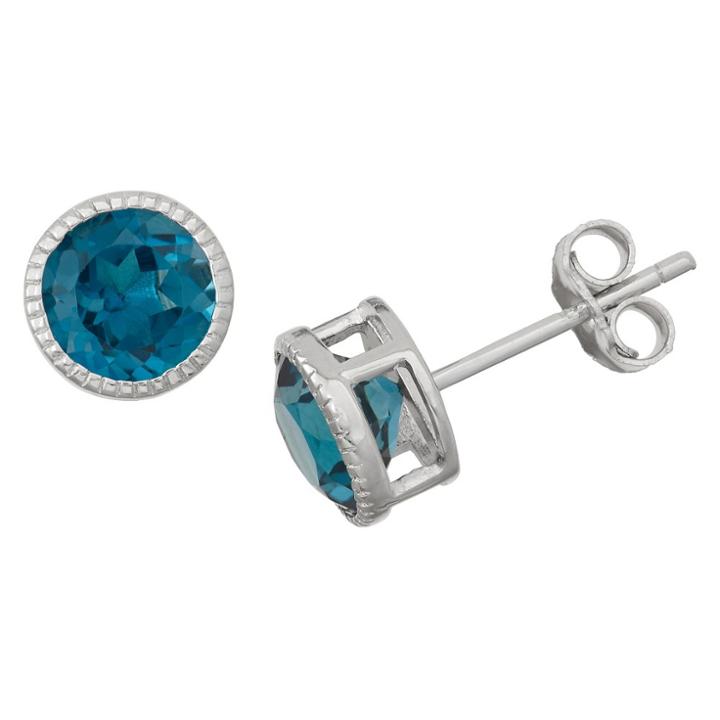 1 2/3 Tcw Tiara Sterling Silver 6mm Bezel-set London Blue Topaz
