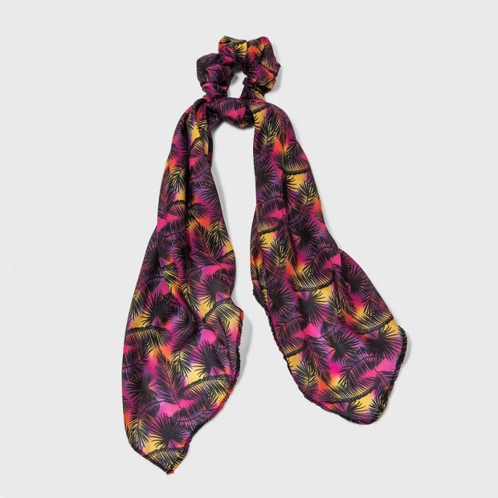 Tie-dye Leaf Printed Chiffon Scarf Hair Twister - Wild Fable Pink/yellow