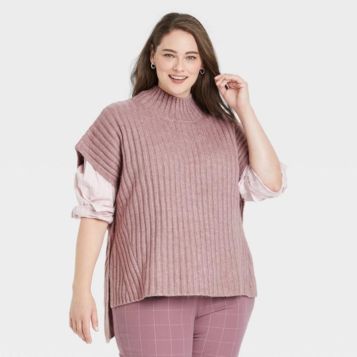 Women's Plus Size Knit Vest - A New Day Pink