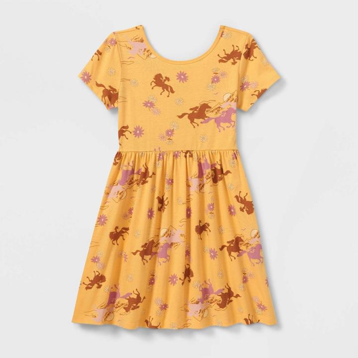 Girls' Spirit Riding Free Short Sleeve Dress - Yellow