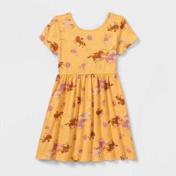 Girls' Spirit Riding Free Short Sleeve Dress - Yellow