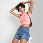 Women's Short Sleeve Cropped T-shirt - Wild Fable Blush Pink