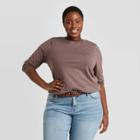 Women's Plus Size Long Sleeve Shirt - Ava & Viv Walnut