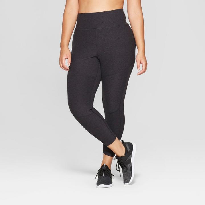 Women's Plus Size Mini Stripe 7/8 High - Waisted Leggings - Joylab Black