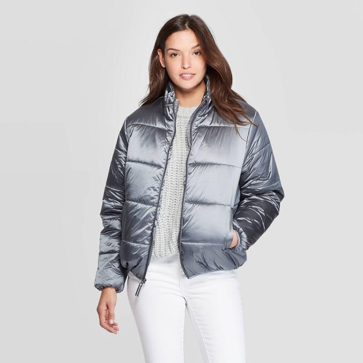 Women's Puffer Jacket - Universal Thread Silver