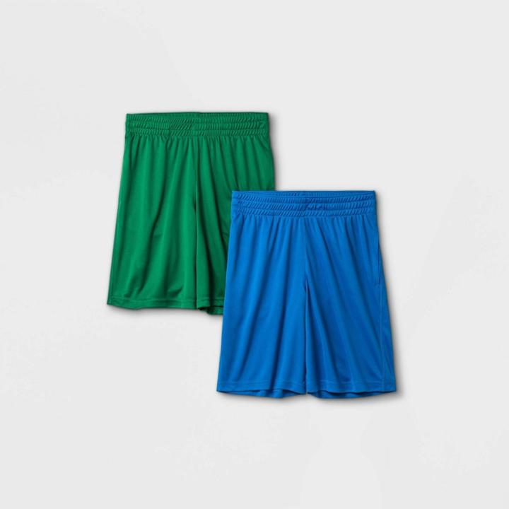 Boys' 2pk Pull-on Active Shorts - Cat & Jack Green/light Blue