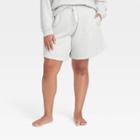 Women's Plus Size High-rise Cotton Fleece Shorts 8 - All In Motion Heathered Gray
