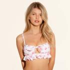 Target Women's Ruffle Tie Bandeau Bikini Top - Sugar Coast By Lolli White/pink