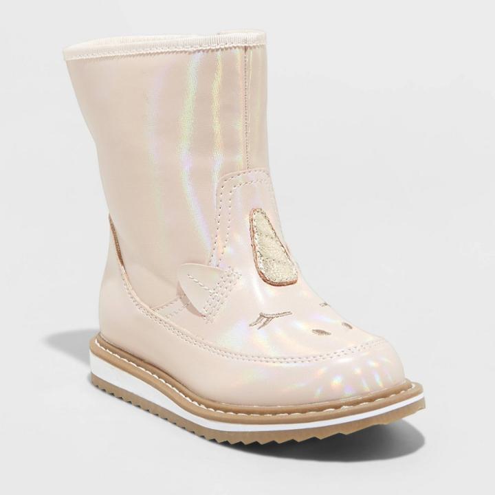Toddler Girls' Isla Unicorn Zipper Slip-on Winter Boots - Cat & Jack Pink