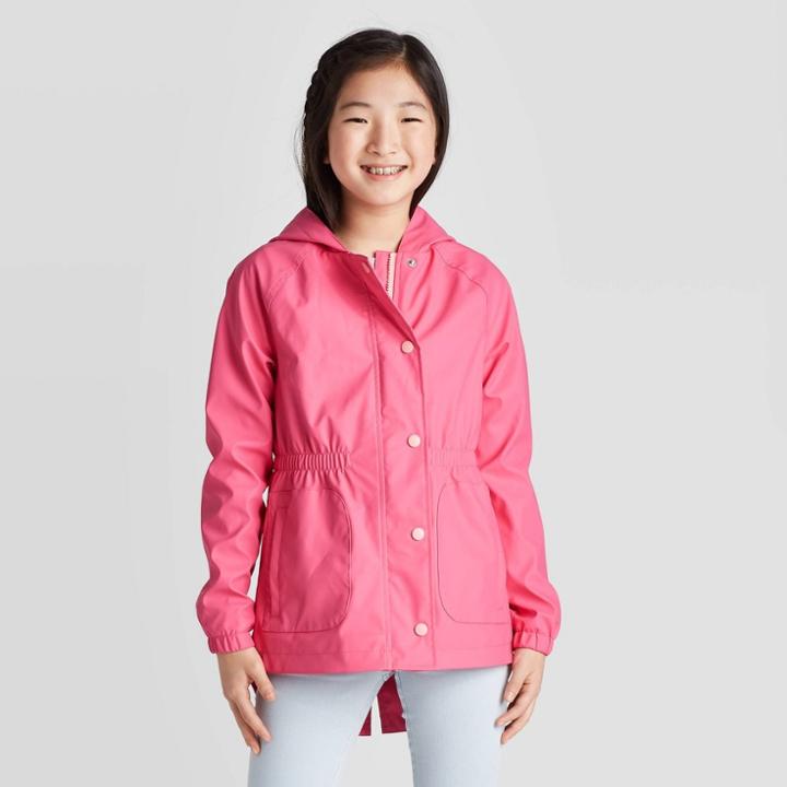 Girls' Solid Rain Coat - Cat & Jack Pink