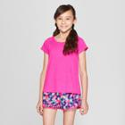 Girls' Ruffle Performance T-shirt - C9 Champion Fuschia Pink Heather