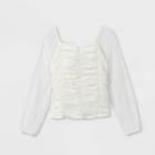 Girls' Mesh Long Sleeve Blouse - Art Class Cream