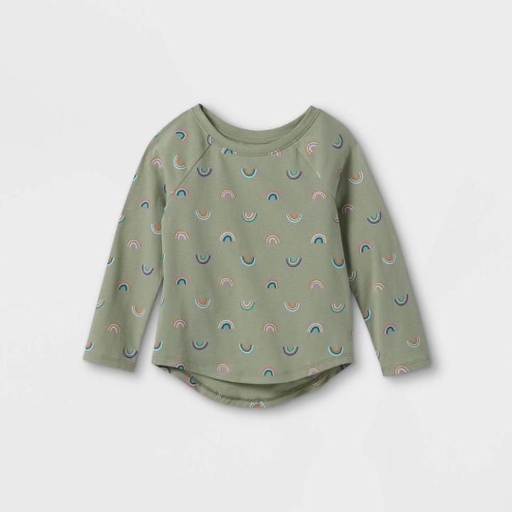 Toddler Girls' Rainbow Long Sleeve T-shirt - Cat & Jack Army Green