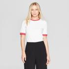 Women's Short Sleeve Crew Neck Ringer T-shirt - Who What Wear White/red