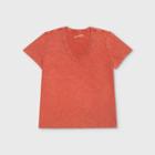 Women's Plus Size Short Sleeve V-neck T-shirt - Universal Thread Rust 1x, Women's,