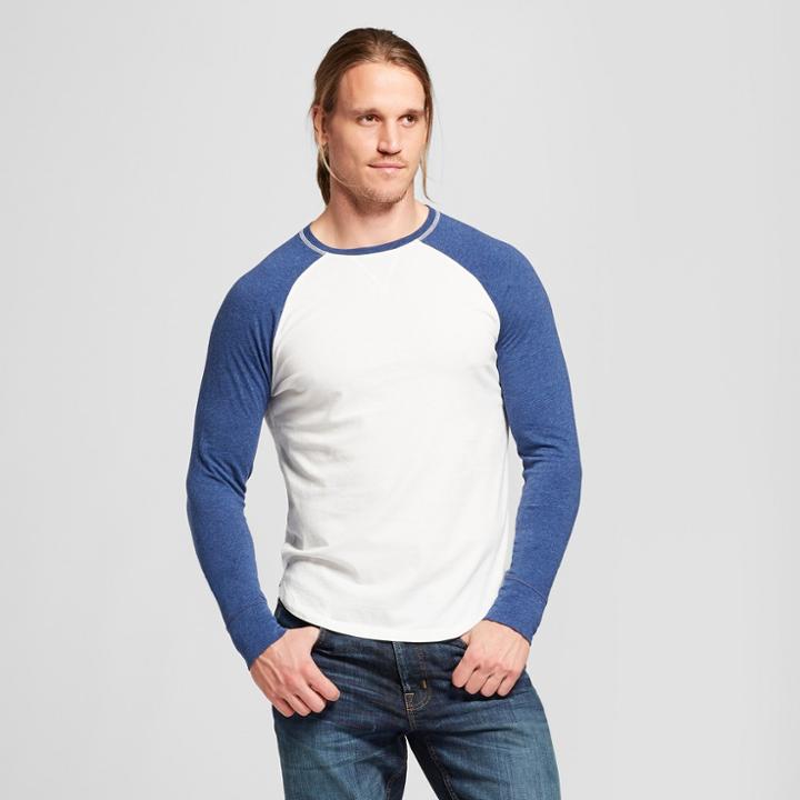Target Men's Long Sleeve Sensory Friendly Baseball T-shirt - Goodfellow & Co Xavier Navy
