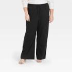 Women's Plus Size Mid-rise Wide Leg Pants - A New Day Black