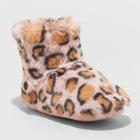 Toddler Girls' Dallas Leopard Fur Bootie Slippers - Cat & Jack Pink