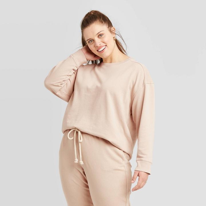 Women's Plus Size Crewneck Sweatshirt - Universal Thread Pink 1x, Women's,