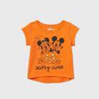Disney Toddler Girls' Mickey Mouse 'scary Cute' Halloween Short Sleeve T-shirt - Orange