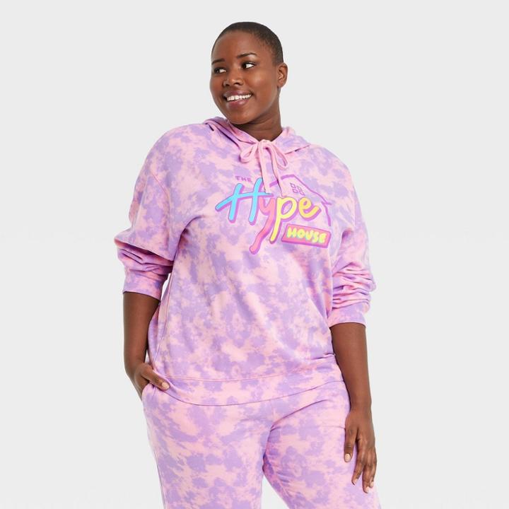 Modern Lux Women's Plus Size Hype House Hooded Graphic Sweatshirt - Pink