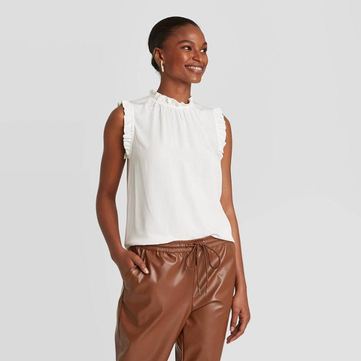 Women's Sleeveless Blouse - A New Day Cream