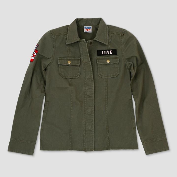 Junk Food Girls' Military Shirt Jacket - Olive