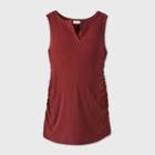 Maternity Rib Open Henley Tank Top - Isabel Maternity By Ingrid & Isabel Red