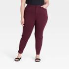 Women's Plus Size 5 Pocket Ponte Leggings Pants - Ava & Viv Berry