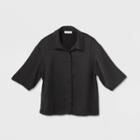Women's Long Sleeve Silky Button-up Blouse - Prologue Black