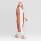 Women's Any Day Casual Fit Long Sleeve Open Neck Ribbed Cardigan - A New Day Brown M, Women's,