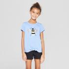 Girls' Short Sleeve Tie Front Bee Flip Sequins T-shirt - Cat & Jack Blue