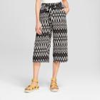 Women's Wide Leg Printed Paper Bag Tie Waist Crop Pants - Alison Andrews Black
