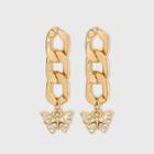 Curb Chain Butterfly Drop Earrings - Wild Fable Gold