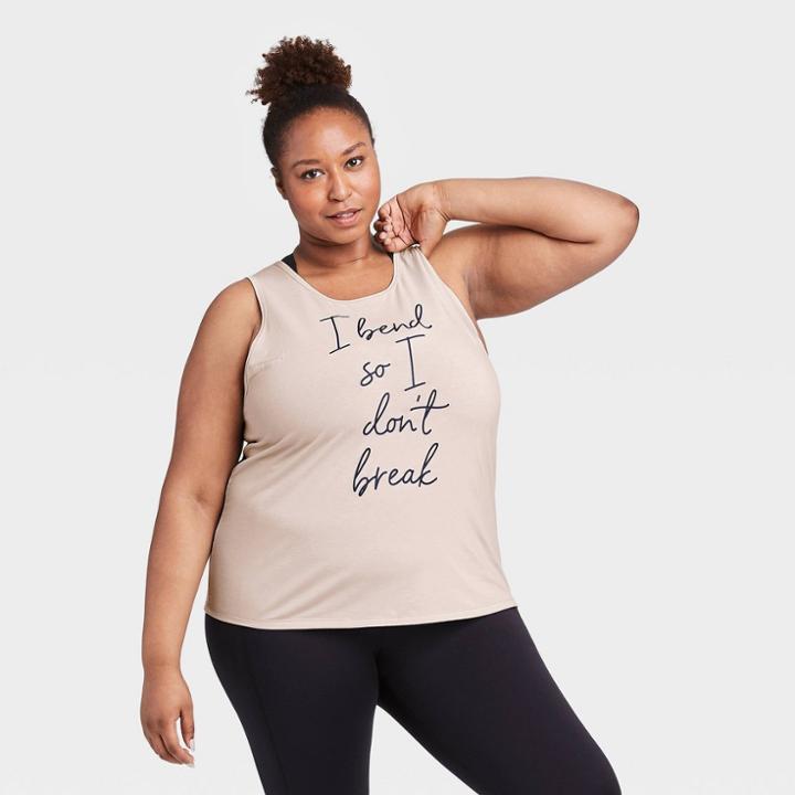 Women's Plus Size Active Graphic Tank Top - All In Motion Gray 1x, Women's,