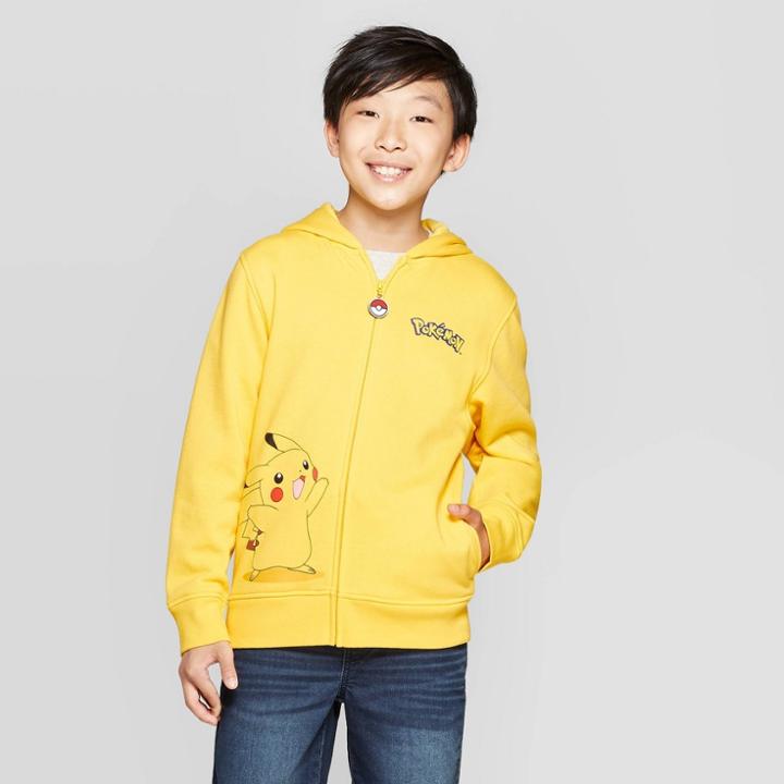 Boys' Pokemon Pikachu Costume Fleece Sweatshirt - Yellow/black Xs, Yellow Black