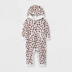 Baby Girls' Animal Print Hooded French Terry Romper - Cat & Jack Cream Newborn, Girl's, White